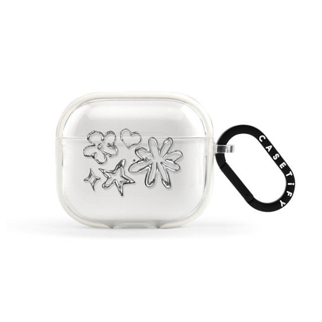 CASETiFY AirPods（第3世代） フロスト インパクトケース Pattern,Star,Futurism,Monochrome Chrome Doodles