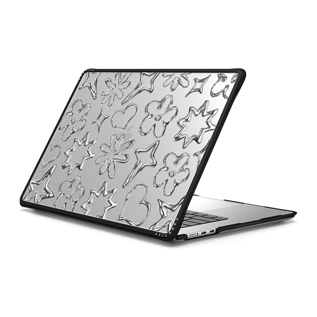 CASETiFY MacBook Air 15-inch (2023 - 2024) ブラック インパクト ケース Pattern,Monochrome,Futurism Chrome Doodles