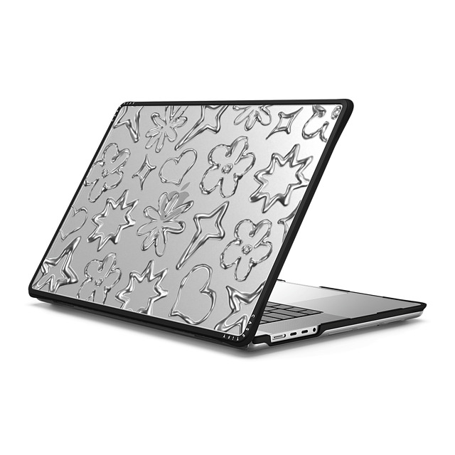 CASETiFY MacBook Pro 16-inch (2021 / 2023) ブラック インパクト ケース Pattern,Monochrome,Futurism Chrome Doodles