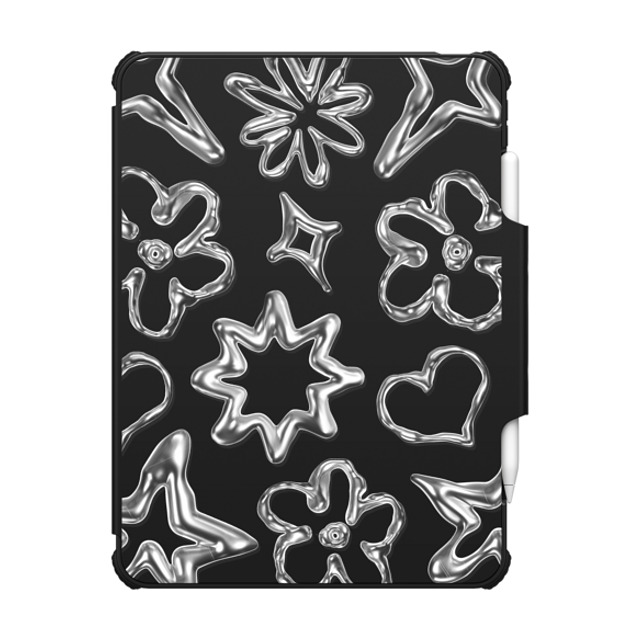 CASETiFY iPad Air 11-inch (M2/M3) ブラック インパクト フォリオ ケース Pattern,Futurism Pattern,Monochrome,Futurism Chrome Doodles Father's Day CASETiFY iPad Air 11-inch (M2/M3) ブラック インパクト フォリオ ケース Pattern,Futurism Pattern,Monochrome,Futurism Chrome Doodles Father's Day
