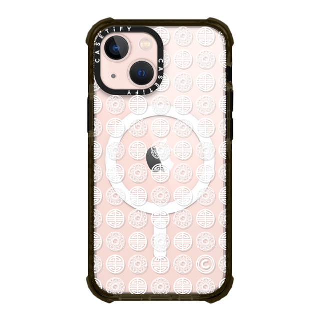 CASETiFY iPhone 13 Mini ケース Glossy Black ウルトラ インパクトケース MagSafe 対応 Dancheong Pattern White casetify_artist Father's Day CASETiFY iPhone 13 Mini ケース Glossy Black ウルトラ インパクトケース MagSafe 対応 Dancheong Pattern White casetify_artist Father's Day