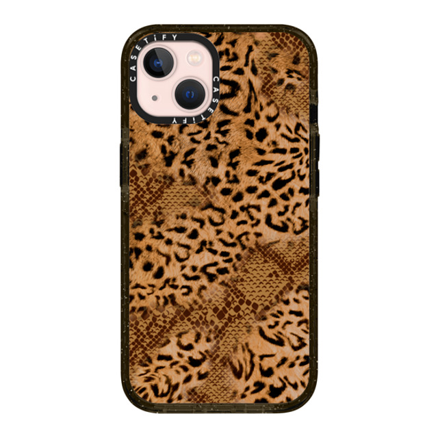 CASETiFY iPhone 13 ケース ブラック インパクトケース Leopard Brown Leopard