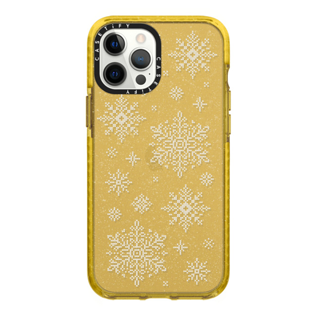 CASETiFY iPhone 12 Pro Max ケース Yellow (Glitter) インパクトケース Needlepoint Snowflakes casetify_artist