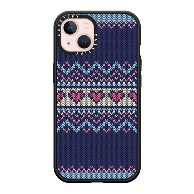 CASETiFY iPhone 13 ケース マットブラック インパクトケース MagSafe対応 Blue Fair Isle Sweater casetify_artist