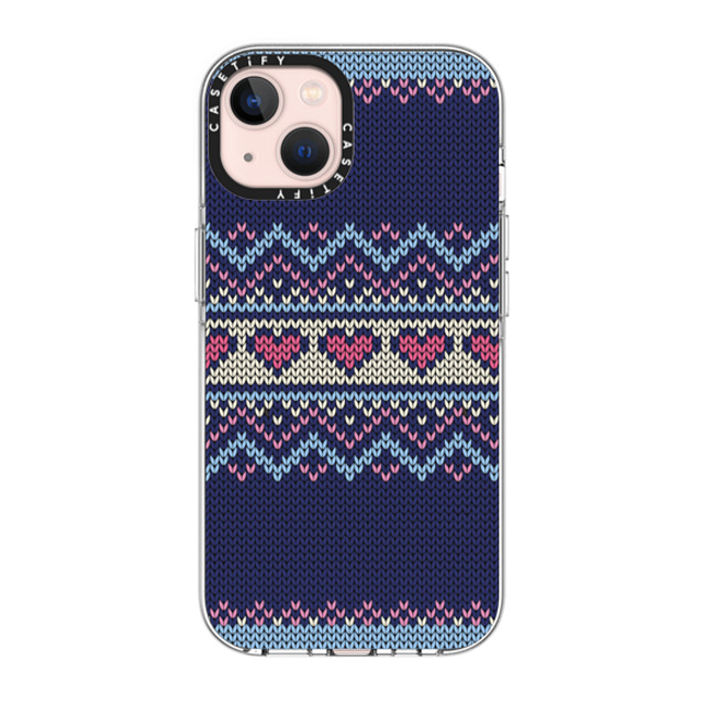 CASETiFY iPhone 13 ケース クリア クリア ケース MagSafe対応 Blue Fair Isle Sweater casetify_artist