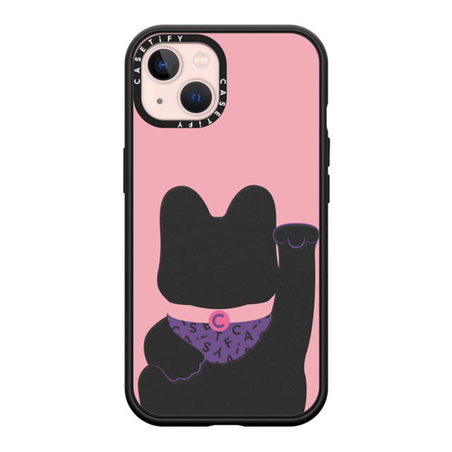 CASETiFY iPhone 13 ケース マットブラック インパクトケース MagSafe対応 Lucky Cat Pink casetify_artist