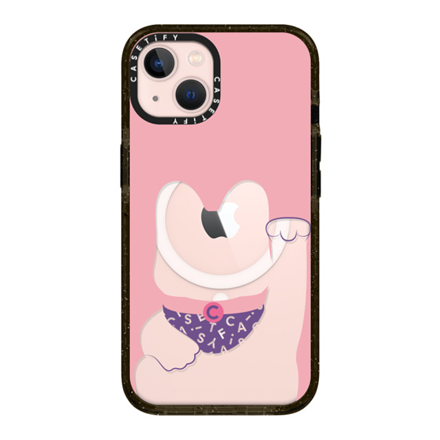 CASETiFY iPhone 13 ケース ブラック インパクトケース MagSafe対応 Lucky Cat Pink casetify_artist