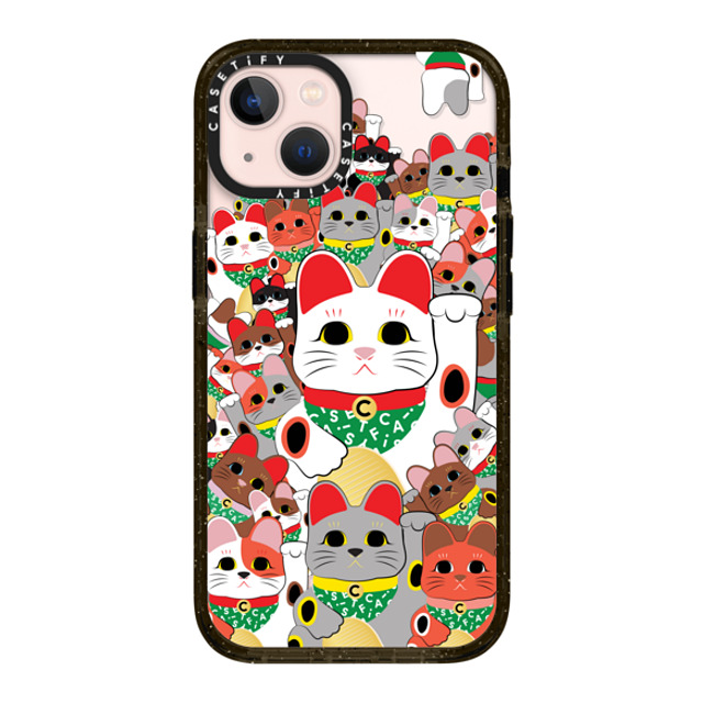 CASETiFY iPhone 13 ケース ブラック インパクトケース Lucky Cat Parade casetify_artist