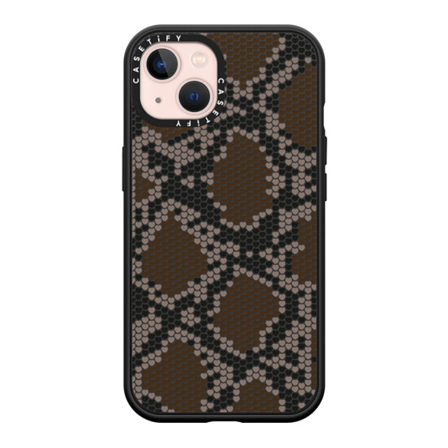 CASETiFY iPhone 13 ケース マットブラック インパクトケース MagSafe対応 Brown Heart Snake Print casetify_artist