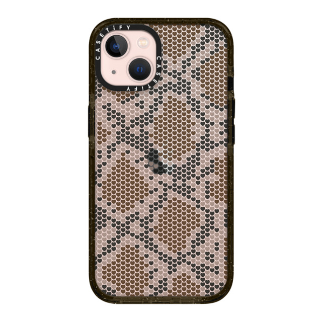 CASETiFY iPhone 13 ケース ブラック インパクトケース Brown Heart Snake Print casetify_artist