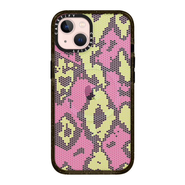 CASETiFY iPhone 13 ケース ブラック インパクトケース MagSafe対応 Pink Green Heart Snake Print casetify_artist