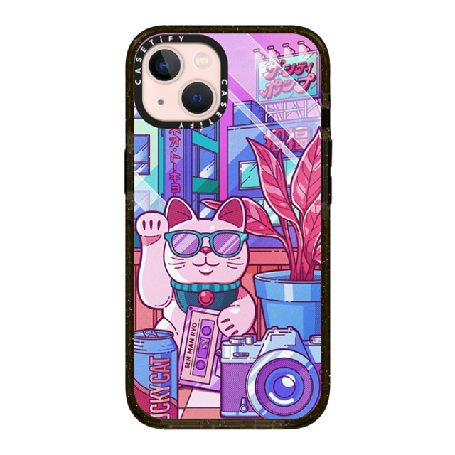 CASETiFY iPhone 13 ケース ブラック インパクトケース Lucky Cat City Pop casetify_artist