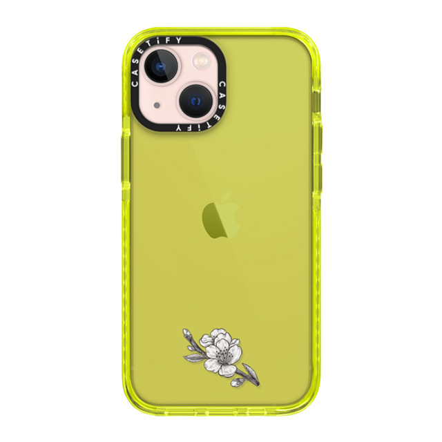 CASETiFY iPhone 13 Mini Case ネオン イエロー Impact Case Floral,Floral Sakura Branch CASETiFY iPhone 13 Mini Case ネオン イエロー Impact Case Floral,Floral Sakura Branch