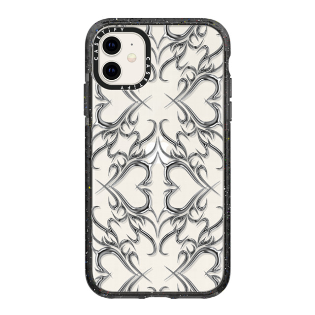 CASETiFY iPhone 11 ケース ブラック インパクトケース Chrome Chrome Metallic Heart Back to School CASETiFY iPhone 11 ケース ブラック インパクトケース Chrome Chrome Metallic Heart Back to School