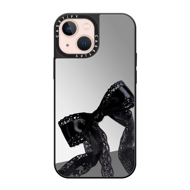 CASETiFY iPhone 13 Mini P[X Silver on Black ~[P[X MagSafeΉ Ribbon,Bowcore Bowcore,Ribbon,Coquette Lace Organza Ribbon