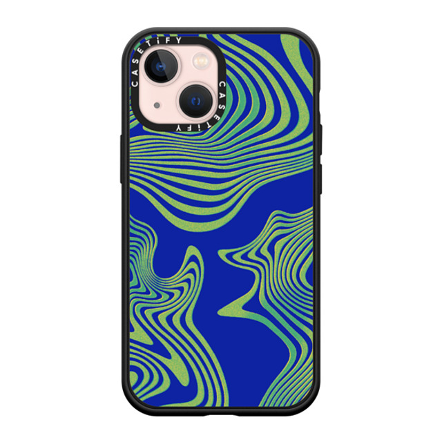 CASETiFY iPhone 13 Mini �P�[�X �}�b�g�u���b�N �C���p�N�g�P�[�X Pattern,Abstract Abstract,Pattern Wave Trip - Blue Voltage