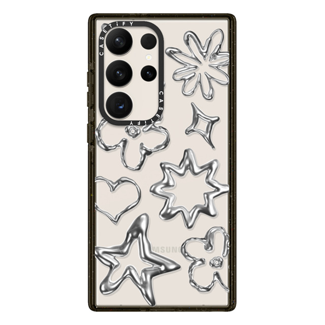 CASETiFY Galaxy S23 Ultra P[X ubN CpNgP[X Star,Pattern Chrome,Futurism,Monochrome,Pattern,Star,Y2K Chrome Doodles Halloween
