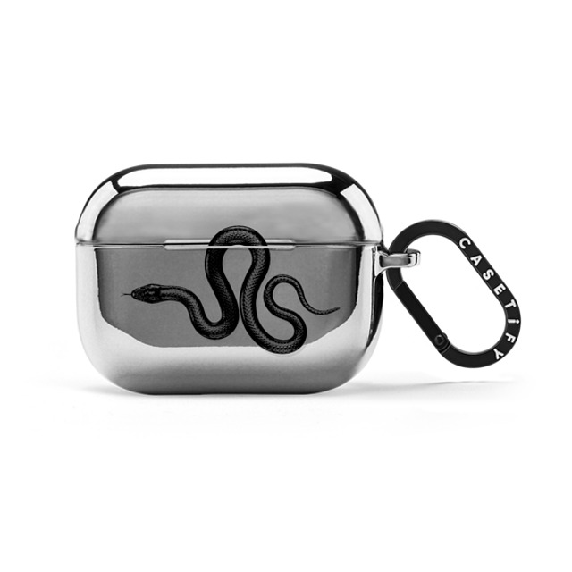 CASETiFY AirPods Pro シルバー ミラー ケース Animal,Hype,Monochrome Black Kingsnake