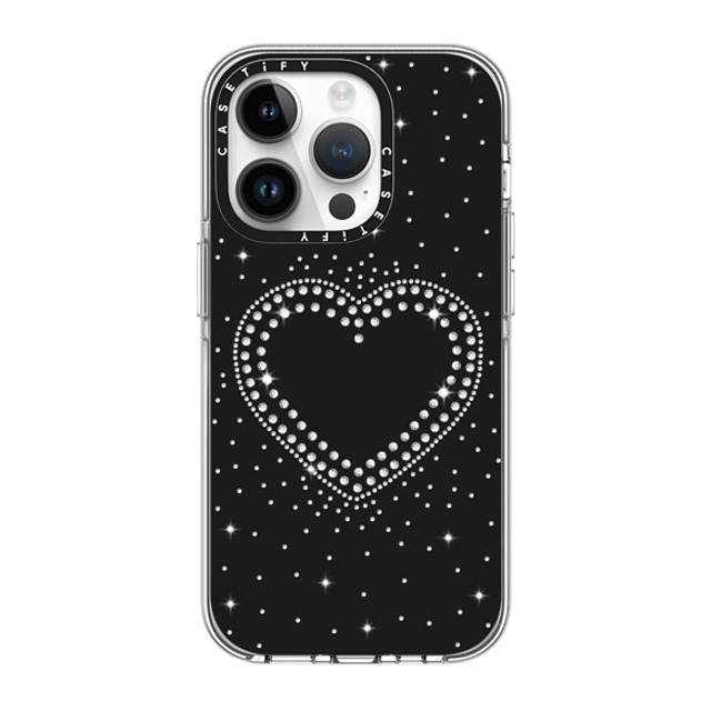 CASETiFY iPhone 14 Pro ケース クリア クリア ケース MagSafe対応 Heart,Monochrome,Pattern RHINESTONE ROMANCE