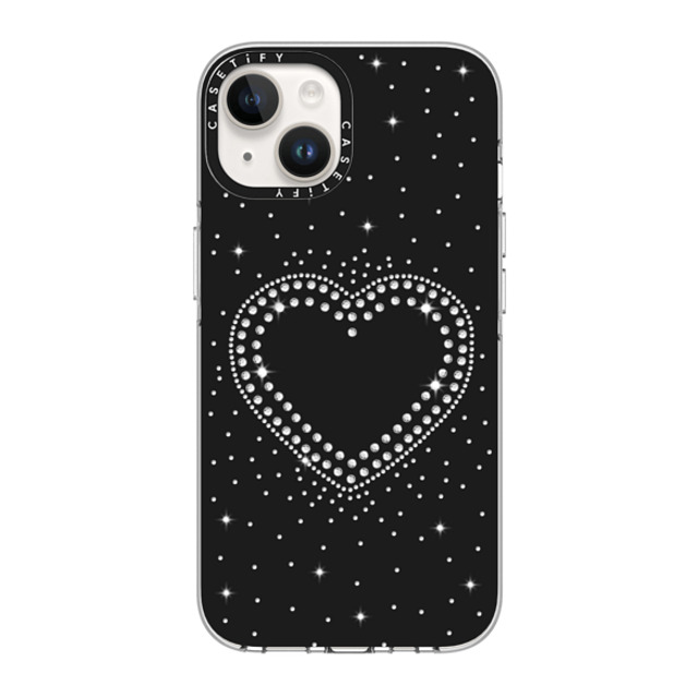 CASETiFY iPhone 14 ケース クリア クリア ケース MagSafe対応 Heart,Monochrome,Pattern RHINESTONE ROMANCE