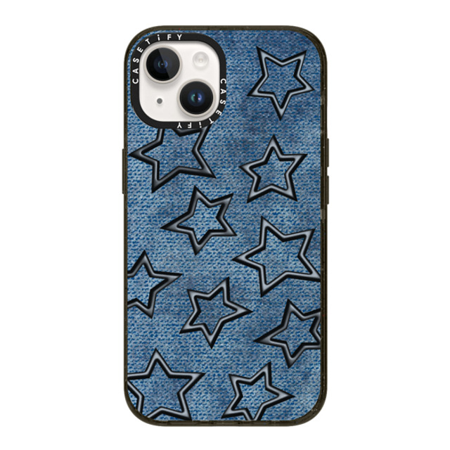 CASETiFY iPhone 14 ケース ブラック インパクトケース Dark Academia,Star STAR DENIM