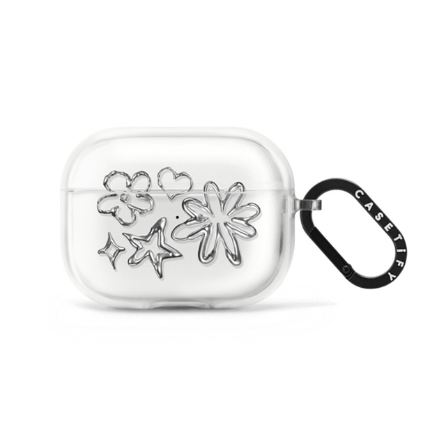 CASETiFY AirPods Pro フロスト インパクトケース Pattern,Star,Futurism,Monochrome Chrome Doodles