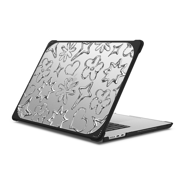 CASETiFY MacBook Air 15-inch (2023 - 2024) ブラック バウンス ケース Pattern,Monochrome,Futurism Chrome Doodles