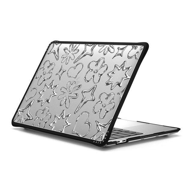 CASETiFY MacBook Pro 13-inch (2020 / 2022) ブラック インパクト ケース Pattern,Monochrome,Futurism Chrome Doodles