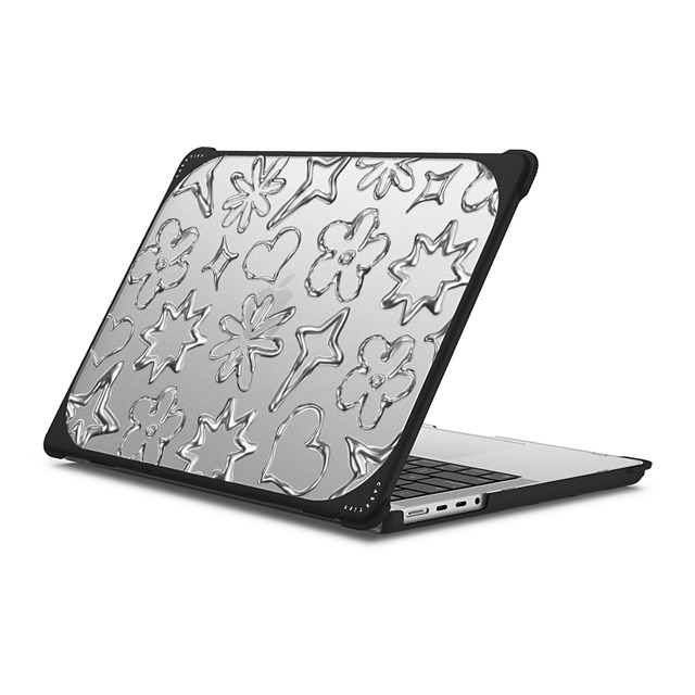 CASETiFY MacBook Pro 14-inch (2021 / 2023) ブラック バウンス ケース Pattern,Monochrome,Futurism Chrome Doodles