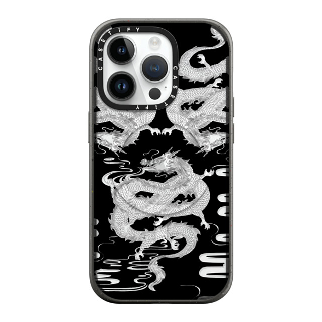 CASETiFY iPhone 14 Pro Case Matte Charcoal Impact Case MagSafe Compatible Dragon Dragon White CASETiFY iPhone 14 Pro Case Matte Charcoal Impact Case MagSafe Compatible Dragon Dragon White