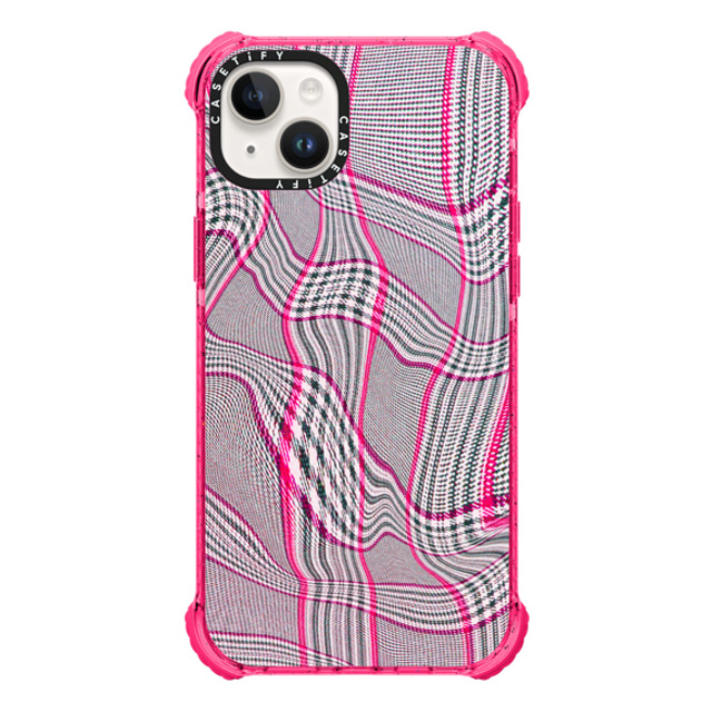 CASETiFY iPhone 14 Plus ケース Bubble Gum ウルトラインパクトケース Surrealism Distorted Plaid - Pink