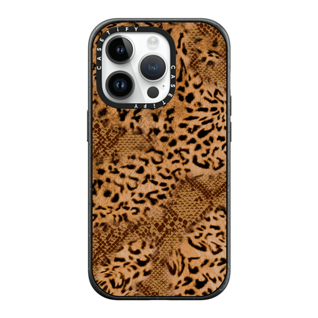 CASETiFY iPhone 14 Pro ケース マットブラック インパクトケース MagSafe対応 Leopard Brown Leopard