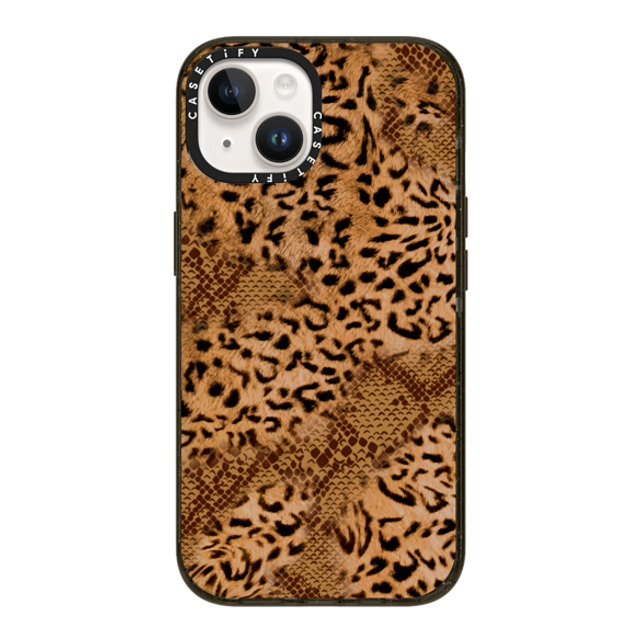 CASETiFY iPhone 14 ケース ブラック インパクトケース Leopard Brown Leopard