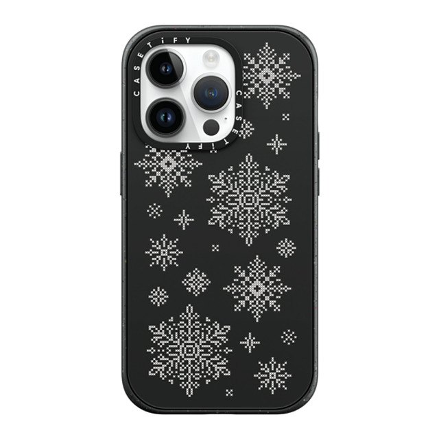 CASETiFY iPhone 14 Pro ケース マットブラック インパクトケース MagSafe対応 Needlepoint Snowflakes casetify_artist