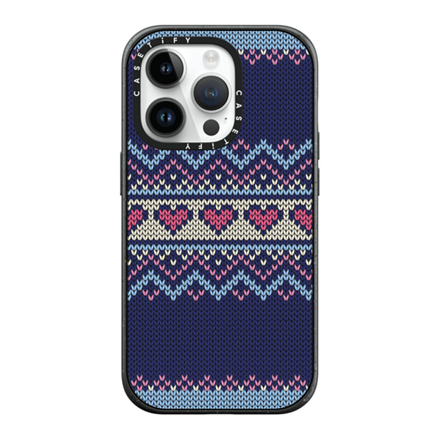 CASETiFY iPhone 14 Pro ケース マットブラック インパクトケース MagSafe対応 Blue Fair Isle Sweater casetify_artist