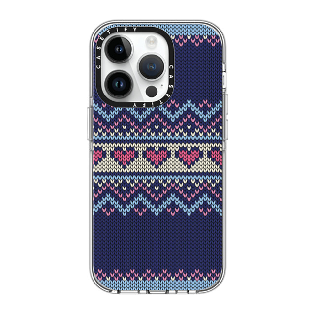 CASETiFY iPhone 14 Pro ケース クリア クリア ケース MagSafe対応 Blue Fair Isle Sweater casetify_artist