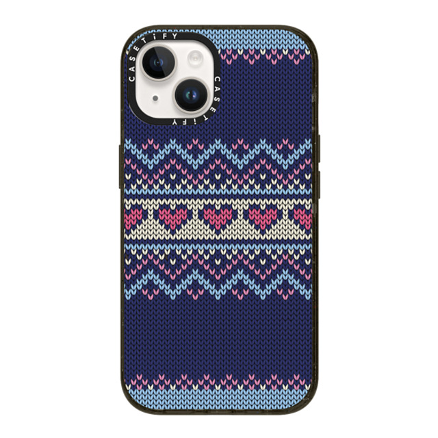 CASETiFY iPhone 14 ケース ブラック インパクトケース Blue Fair Isle Sweater casetify_artist