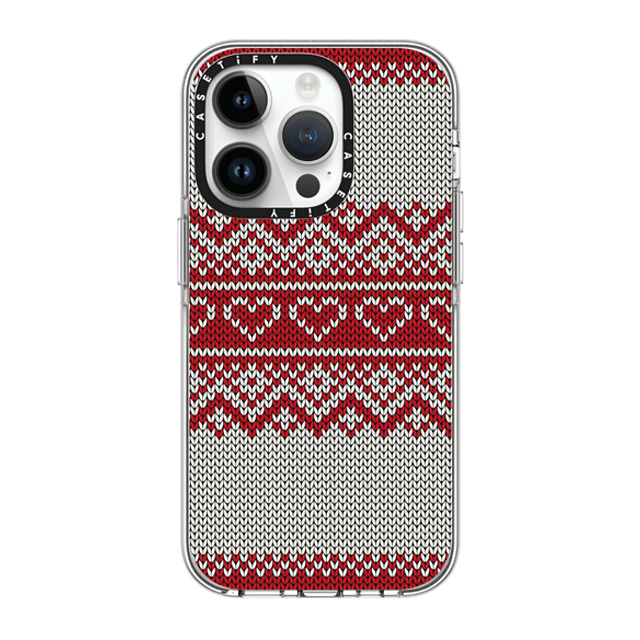 CASETiFY iPhone 14 Pro ケース クリア クリア ケース MagSafe対応 Red Fair Isle Sweater casetify_artist