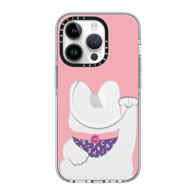 CASETiFY iPhone 14 Pro ケース クリア クリア ケース MagSafe対応 Lucky Cat Pink casetify_artist