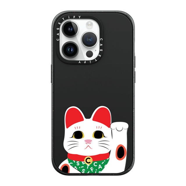 CASETiFY iPhone 14 Pro ケース マットブラック インパクトケース MagSafe対応 Waving Lucky Cat casetify_artist