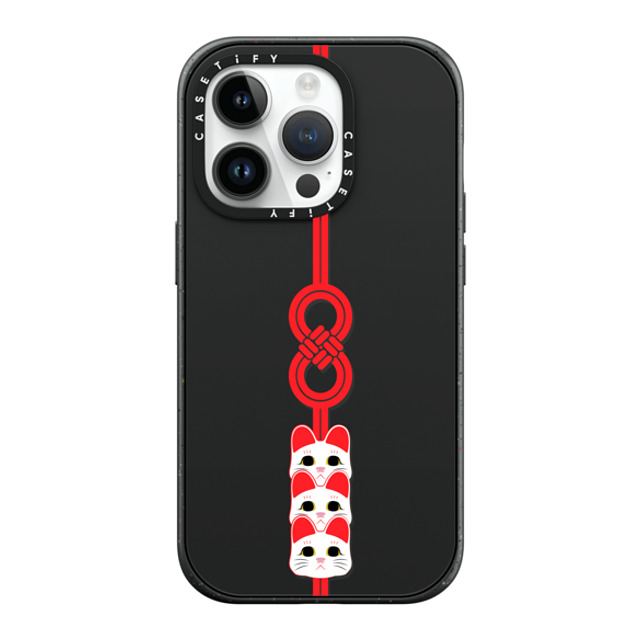 CASETiFY iPhone 14 Pro ケース マットブラック インパクトケース MagSafe対応 Lucky Knot, Lucky Cat casetify_artist