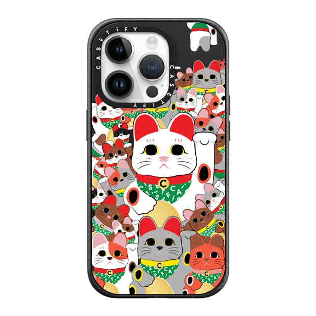 CASETiFY iPhone 14 Pro ケース マットブラック インパクトケース MagSafe対応 Lucky Cat Parade casetify_artist