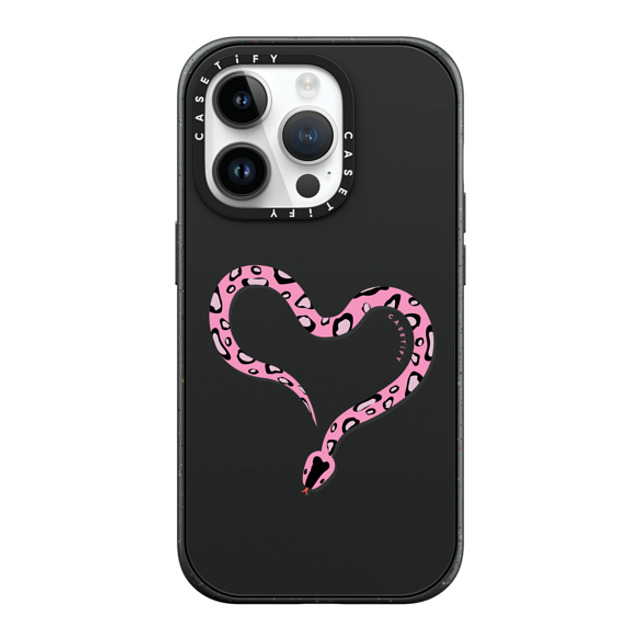 CASETiFY iPhone 14 Pro ケース マットブラック インパクトケース MagSafe対応 Pink Heart Snake casetify_artist