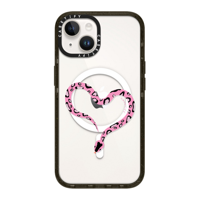 CASETiFY iPhone 14 ケース ブラック インパクトケース MagSafe対応 Pink Heart Snake casetify_artist