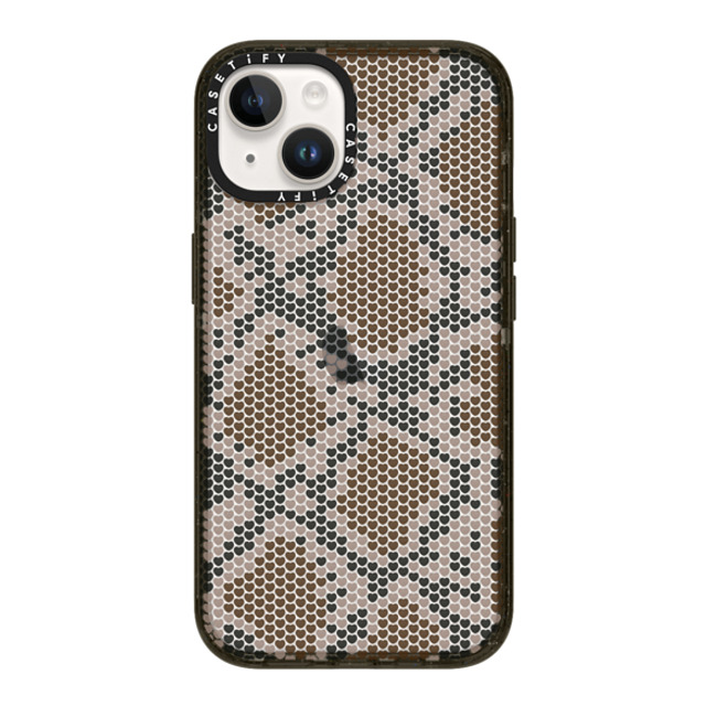 CASETiFY iPhone 14 ケース ブラック インパクトケース Brown Heart Snake Print casetify_artist