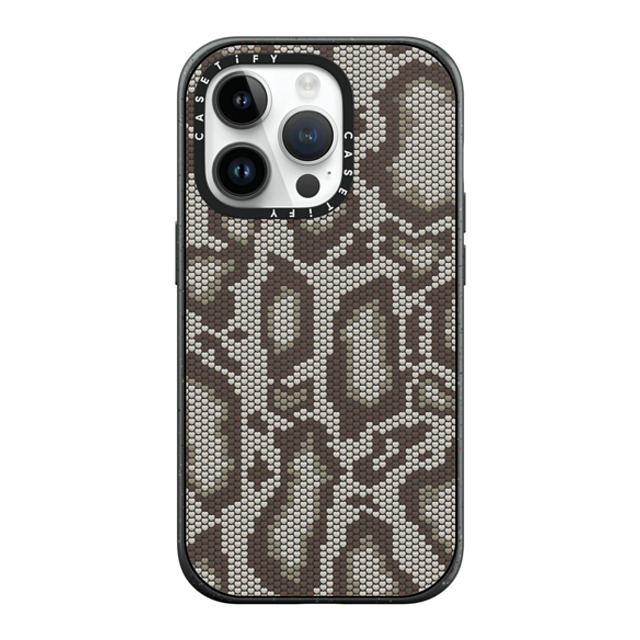 CASETiFY iPhone 14 Pro ケース マットブラック インパクトケース MagSafe対応 Beige Heart Snake Print casetify_artist