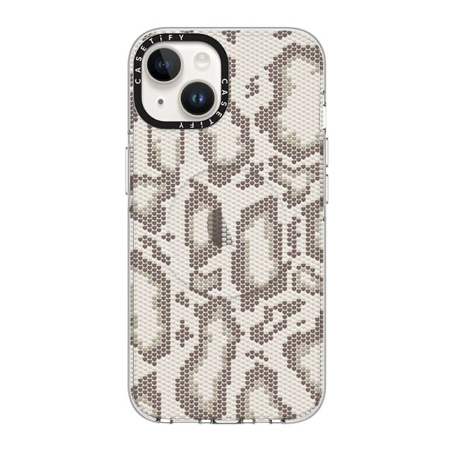 CASETiFY iPhone 14 ケース クリア クリア ケース MagSafe対応 Beige Heart Snake Print casetify_artist