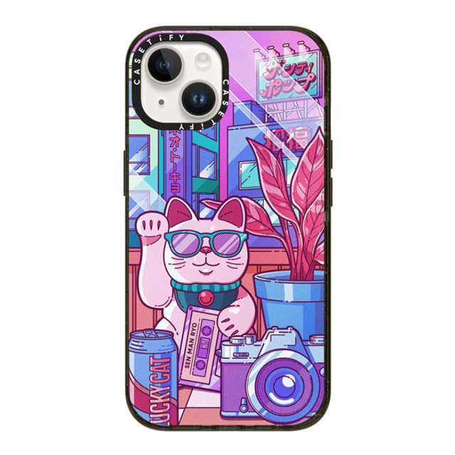 CASETiFY iPhone 14 ケース ブラック インパクトケース Lucky Cat City Pop casetify_artist