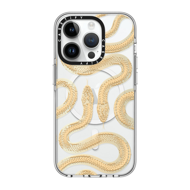 CASETiFY iPhone 14 Pro ケース クリア クリア ケース MagSafe対応 Gold Kingsnake casetify_artist