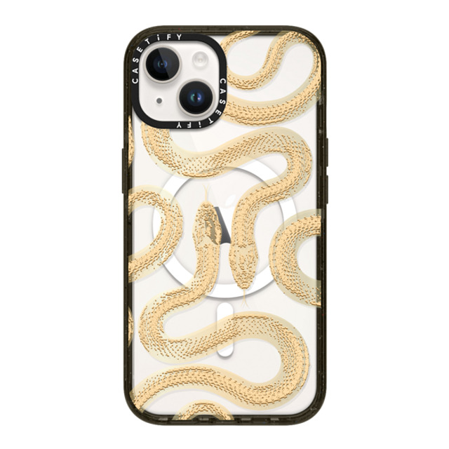 CASETiFY iPhone 14 ケース ブラック インパクトケース MagSafe対応 Gold Kingsnake casetify_artist